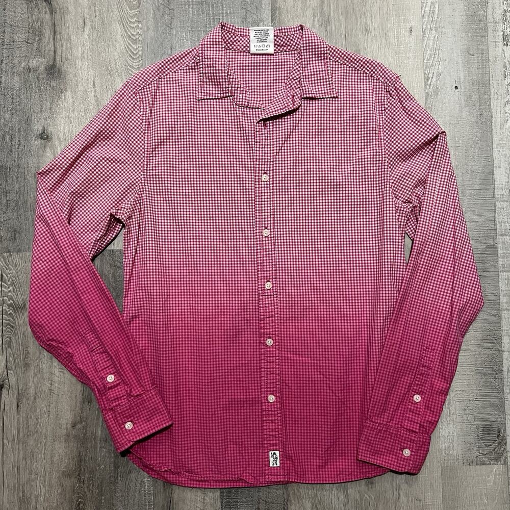 Billionaire Boys Club Pink Dip Dye Button Shirt Very Berry Gingham Gradient M